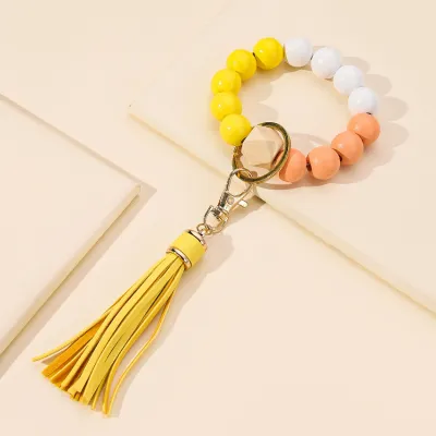 Fashion Creative Tassel Wooden Beads Keychain