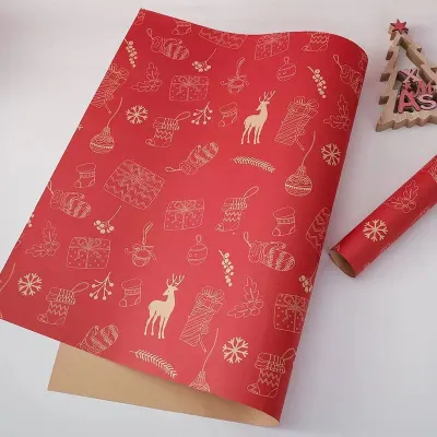 Christmas Gift Wrapping Kraft Paper 50x70cm Single Sheet Durable 70gsm for Party Decor