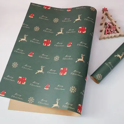 Christmas Gift Wrapping Kraft Paper 50x70cm Single Sheet Durable 70gsm for Party Decor
