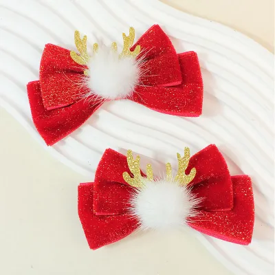 Kids Girls Cute Party Christmas Star Bow Hair Clip