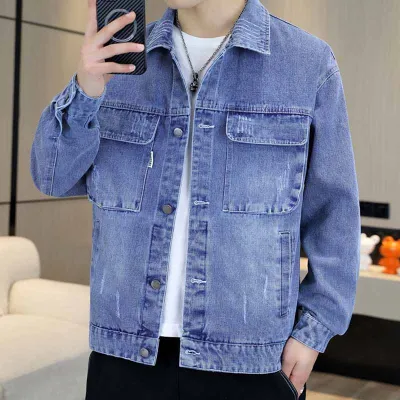 Men Fashion Corduroy Plus Size Long Sleeve Lapel Denim Jacket Spring Autumn Versatile
