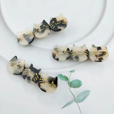 Women Cute Three-Headed Cat Acetic Acid Hairpin Duckbill Clip Side Clip Bangs Clip Personality Trend