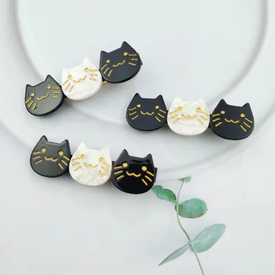 Women Cute Three-Headed Cat Acetic Acid Hairpin Duckbill Clip Side Clip Bangs Clip Personality Trend