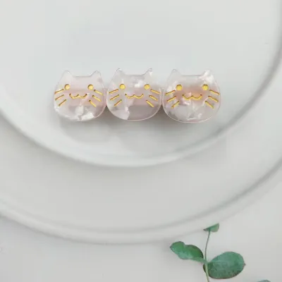 Women Cute Three-Headed Cat Acetic Acid Hairpin Duckbill Clip Side Clip Bangs Clip Personality Trend