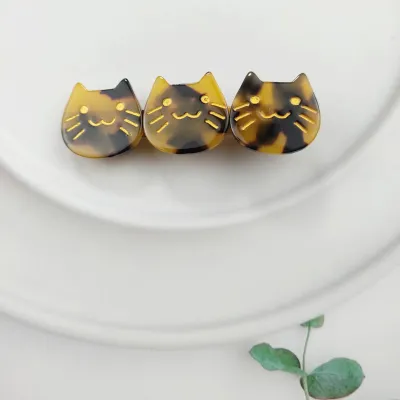 Women Cute Three-Headed Cat Acetic Acid Hairpin Duckbill Clip Side Clip Bangs Clip Personality Trend
