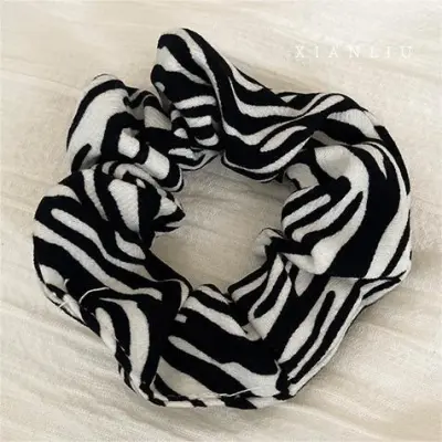 Women Vintage Zebra Wave Dot Printed High Elasticity Large Intestine Hair Ring
