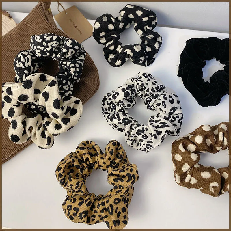 Women Vintage Zebra Wave Dot Printed High Elasticity Large Intestine Hair Ring