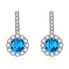 Sea Blue Diamond Earrings [White Gold]]
