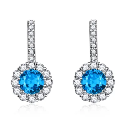 Women Fashion Multicolor Round Rhinestone Earrings