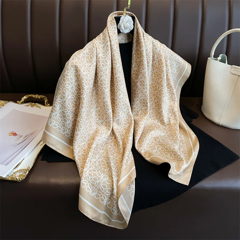 Women Fashion Simple Butterfly Printed Square Polyester Scarf 90x90cm