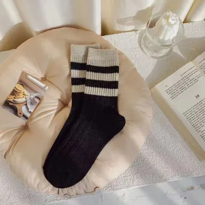 Autumn Winter Striped Women Cotton Socks