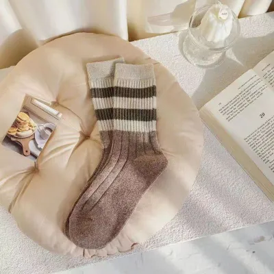 Autumn Winter Striped Women Cotton Socks