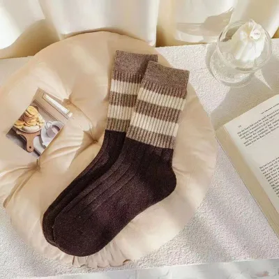 Autumn Winter Striped Women Cotton Socks