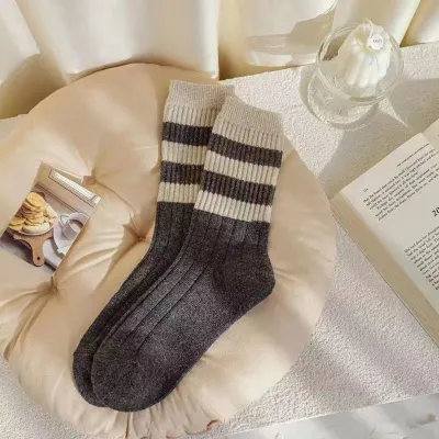 Autumn Winter Striped Women Cotton Socks