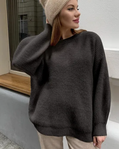 Autumn Winter Imitation Mink Women Cozy Style Loose Soft Knitted Sweater