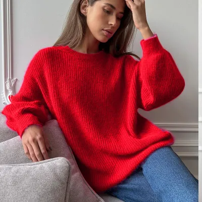 Autumn Winter Imitation Mink Women Cozy Style Loose Soft Knitted Sweater