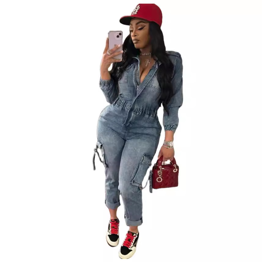 Wholesale Women Fashion Autumn Winter Denim Jumpsuit Fashion