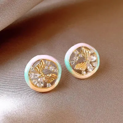 Original Design Monet Garden Tulip Butterfly Vintage Drop Earrings
