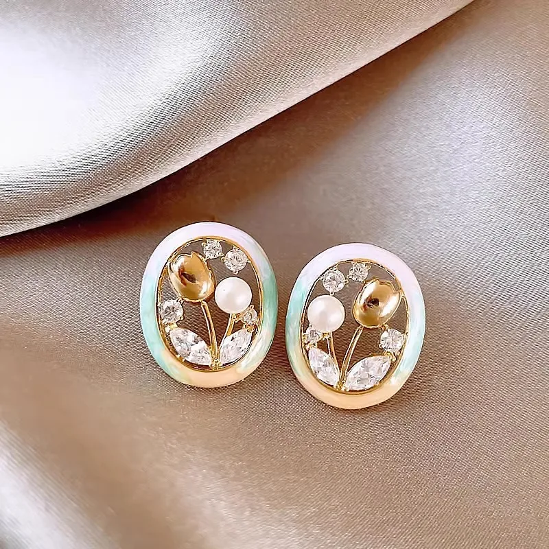 Original Design Monet Garden Tulip Butterfly Vintage Drop Earrings