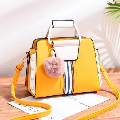 Women PU Stitching Handbag Large Capacity Shoulder Bag