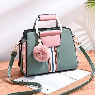Women PU Stitching Handbag Large Capacity Shoulder Bag