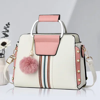 Women PU Stitching Handbag Large Capacity Shoulder Bag