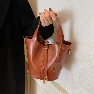 Bolso tipo cubo portátil retro para mujer
