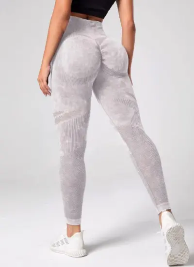Women High-Waist Yoga Sports Leggings in Washed Scrub Style