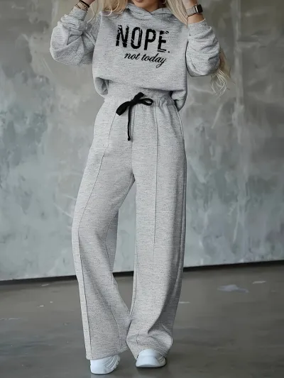 Autumn Winter Athleisure Women Casual Letter Hoodie Sports Thickened Pants Set