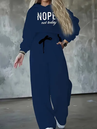 Autumn Winter Athleisure Women Casual Letter Hoodie Sports Thickened Pants Set