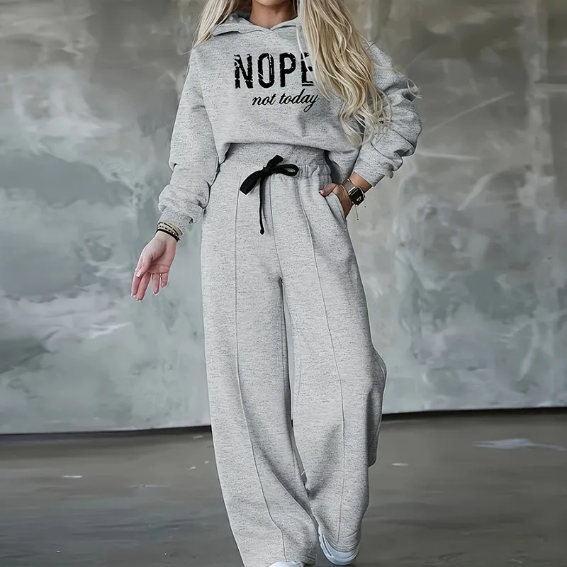 Autumn Winter Athleisure Women Casual Letter Hoodie Sports Thickened Pants Set