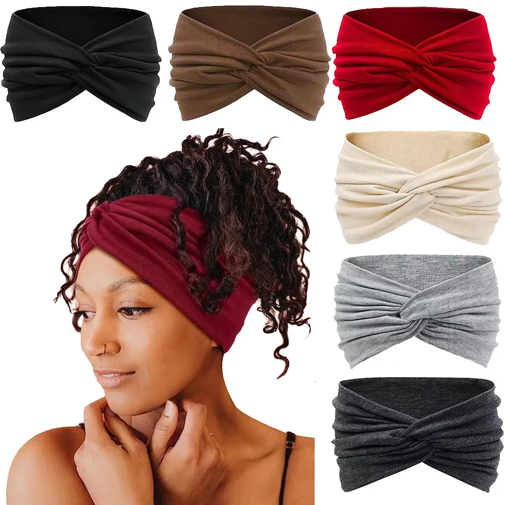 Summer Sports Hair Band Solid Color Wide-Brimmed Hood Sweat-Absorbent Knot Headband