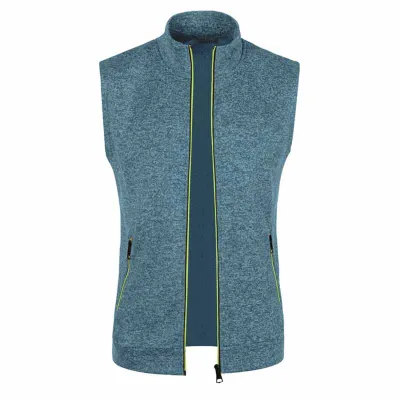 Men Fashion Casual Basic Knitted Sleeveless Stand Collar Vest Slim Cardigan Solid Color