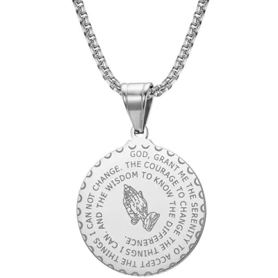 Men's Fashion Casual Round Alphabet Stainless Steel Pendant Necklace
