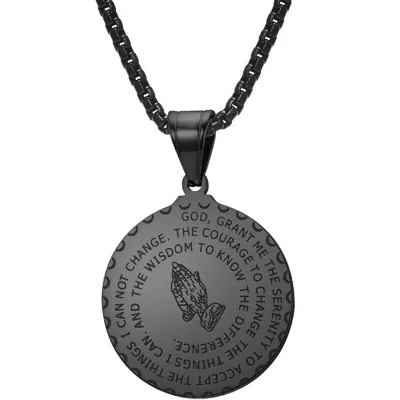 Men's Fashion Casual Round Alphabet Stainless Steel Pendant Necklace