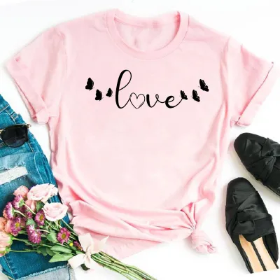 Women Street Hipster Love Heart Printed T-Shirt Party Valentine