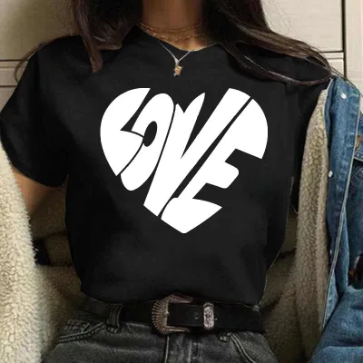 Women Street Hipster Love Heart Printed T-Shirt Party Valentine