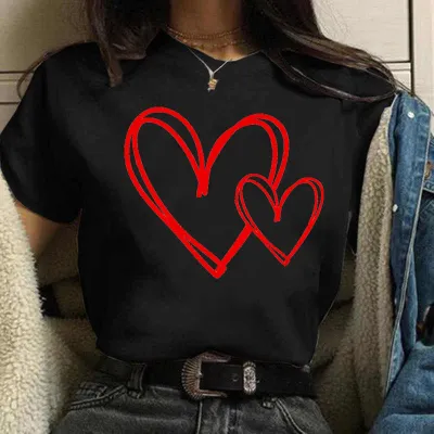 Women Street Hipster Love Heart Printed T-Shirt Party Valentine