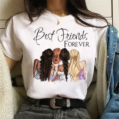 Best Friends Personalized Girlfriends Women Short Sleeve T-Shirt - Literature And Art Retro Modal