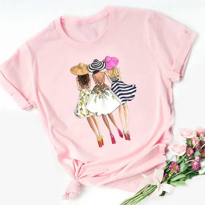 Best Friends Personalized Girlfriends Women Short Sleeve T-Shirt - Literature And Art Retro Modal