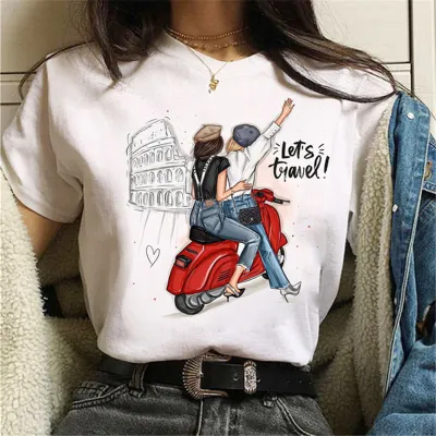 Best Friends Personalized Girlfriends Women Short Sleeve T-Shirt - Literature And Art Retro Modal