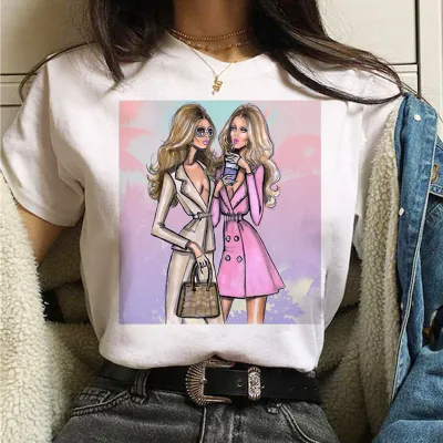 Best Friends Personalized Girlfriends Women Short Sleeve T-Shirt - Literature And Art Retro Modal