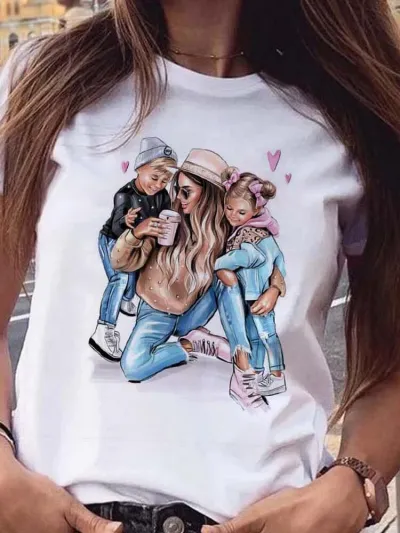 Women's Mother's Day Floral Printed Street Hipster T-Shirt