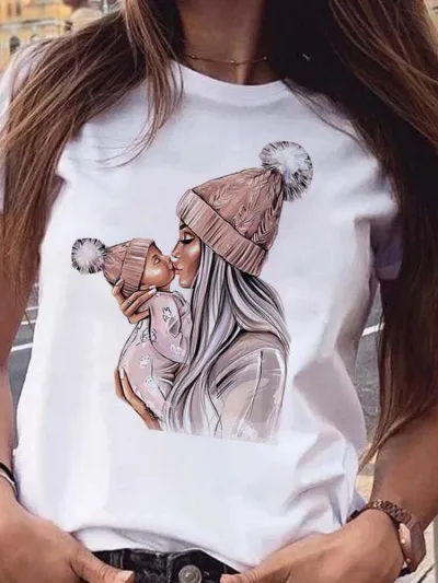 Women's Mother's Day Floral Printed Street Hipster T-Shirt