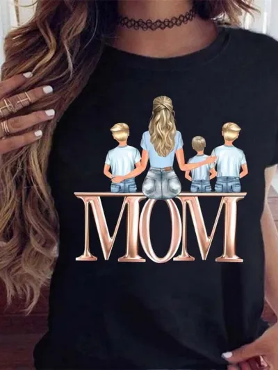 Women's Mother's Day Floral Printed Street Hipster T-Shirt