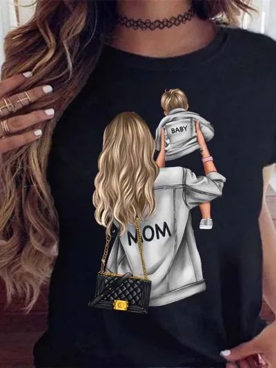 Women's Mother's Day Floral Printed Street Hipster T-Shirt