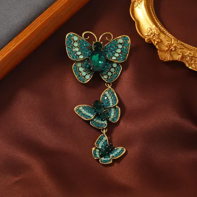 Creative Vintage Rhinestone Butterfly Brooch Retro Literature Art Brooch