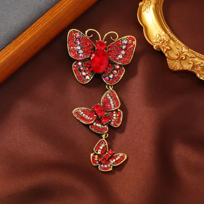 Creative Vintage Rhinestone Butterfly Brooch Retro Literature Art Brooch