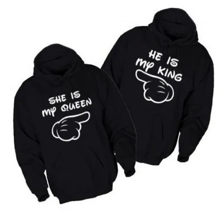 Valentine Day Simple Fashion Back Letter Printing Long Sleeve Couple Hoodie Men Tops