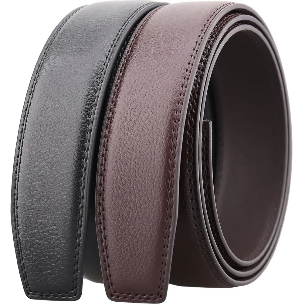Men Fashion Two Layer Leather Belt Automatic Buckle Alloy